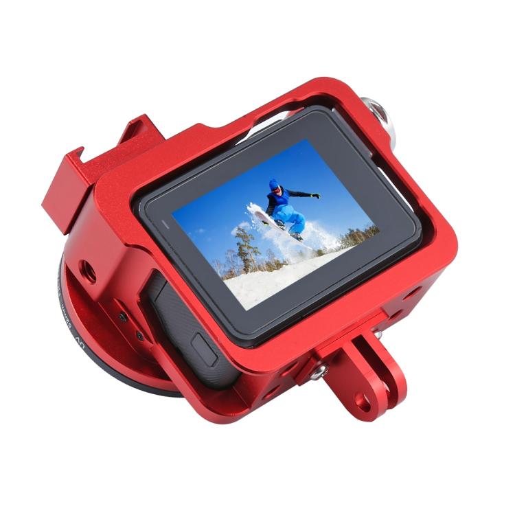 PULUZ Housing Shell CNC Aluminum Alloy Protective Cage with 52mm UV Lens for GoPro HERO(2018) /7 Black /6 /5(Red) - HoMEdemic™ 