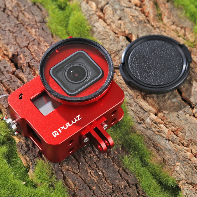 PULUZ Housing Shell CNC Aluminum Alloy Protective Cage with 52mm UV Lens for GoPro HERO(2018) /7 Black /6 /5(Red) - HoMEdemic™ 