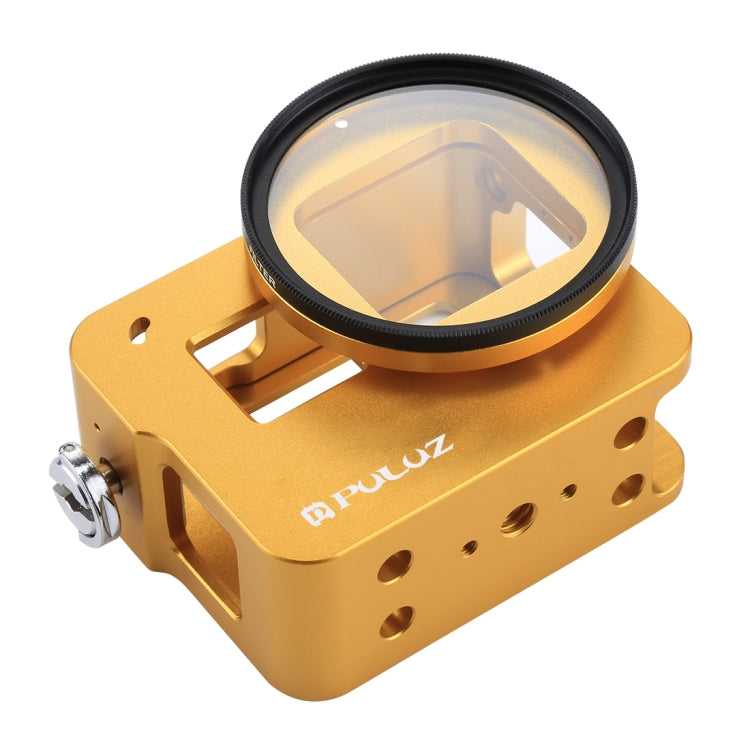 PULUZ Housing Shell CNC Aluminum Alloy Protective Cage with Insurance Frame & 52mm UV Lens for GoPro HERO(2018) /7 Black /6 /5(Gold) - HoMEdemic™ 