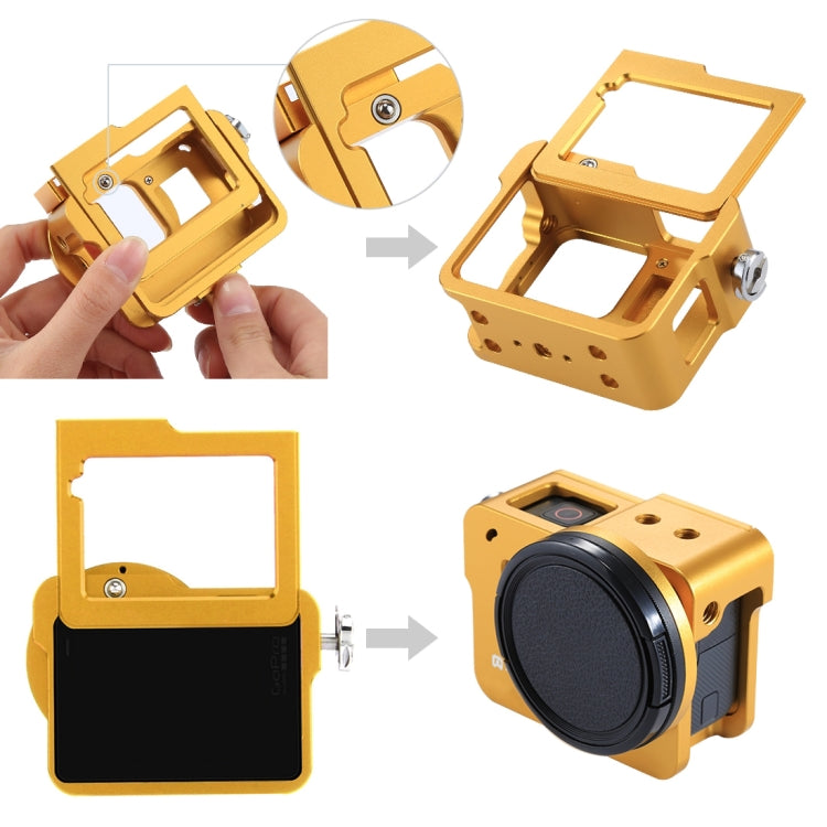 PULUZ Housing Shell CNC Aluminum Alloy Protective Cage with Insurance Frame & 52mm UV Lens for GoPro HERO(2018) /7 Black /6 /5(Gold) - HoMEdemic™ 