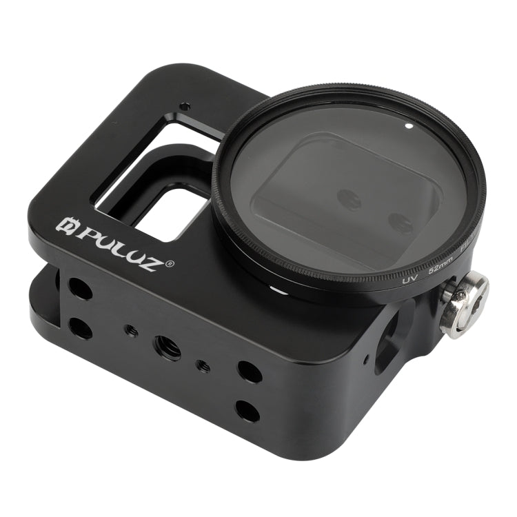 PULUZ Housing Shell CNC Aluminum Alloy Protective Cage with Insurance Frame & 52mm UV Lens for GoPro HERO8 Black(Black) - HoMEdemic™ 