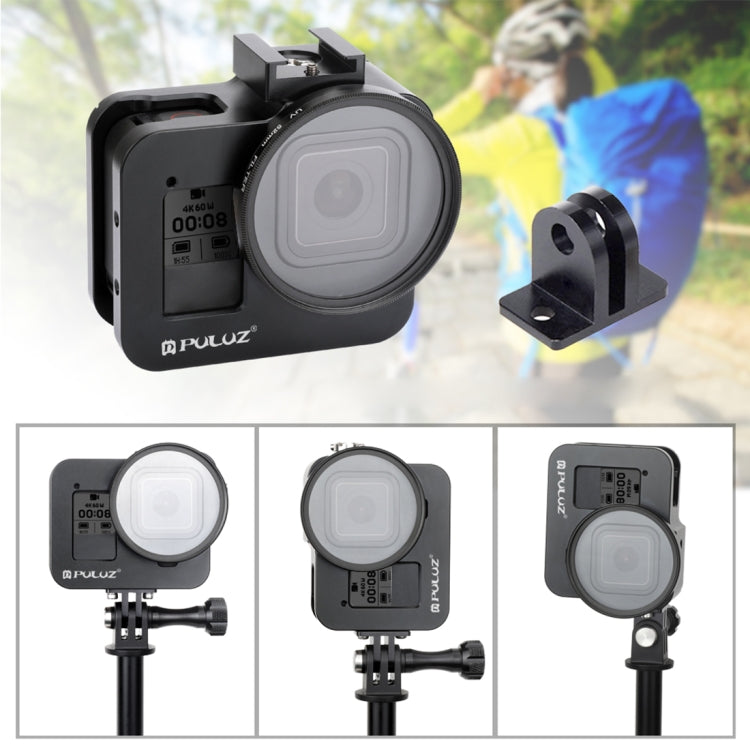 PULUZ Housing Shell CNC Aluminum Alloy Protective Cage with Insurance Frame & 52mm UV Lens for GoPro HERO8 Black(Black) - HoMEdemic™ 