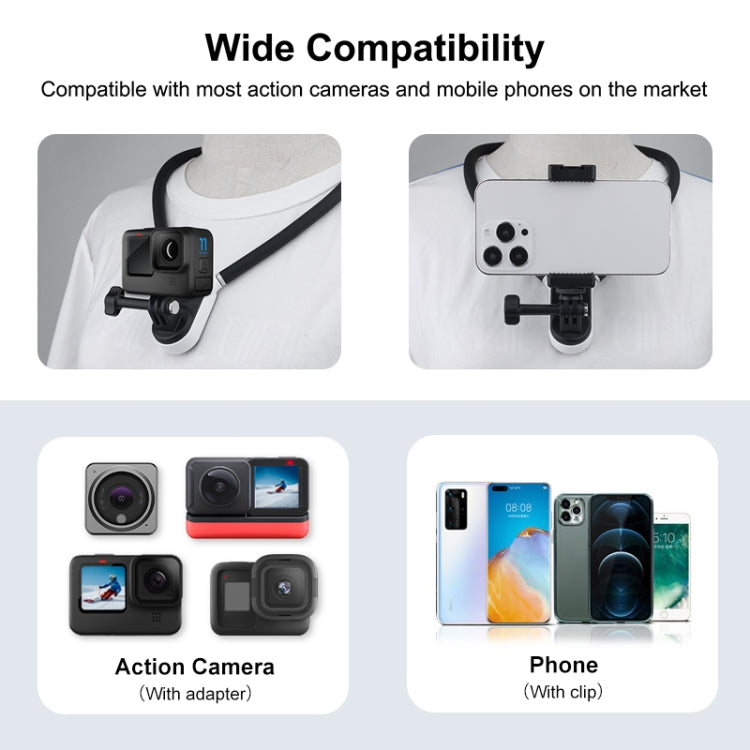 PULUZ Magnetic Silicone Collar Bracket POV View Mount with Phone Clamp for GoPro Action Cameras / Phones (Black) - HoMEdemic™ 