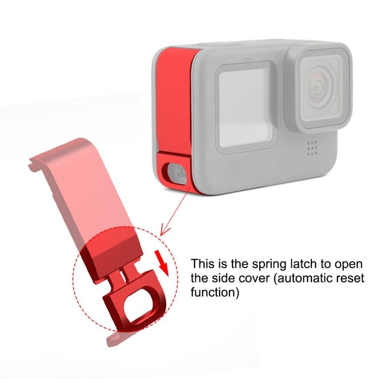 PULUZ Metal Battery Side Interface Cover for GoPro HERO13 Black /12 Black /11 Black /10 Black /9 Black(Red) - HoMEdemic™ 