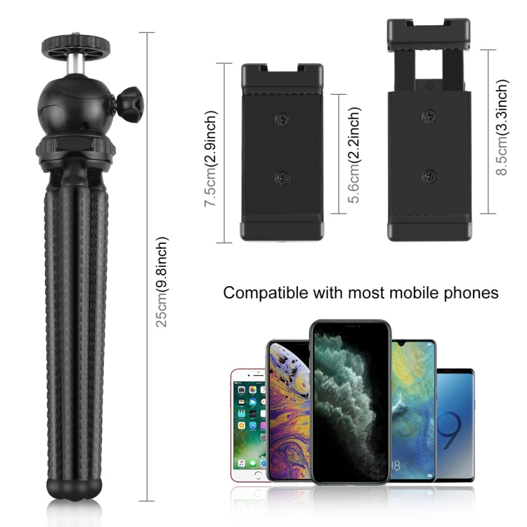 PULUZ Mini Octopus Flexible Tripod Holder with Ball Head & Phone Clamp + Tripod Mount Adapter & Long Screw for SLR Cameras, GoPro, Cellphone, Size: 25cmx4.5cm - HoMEdemic™ 