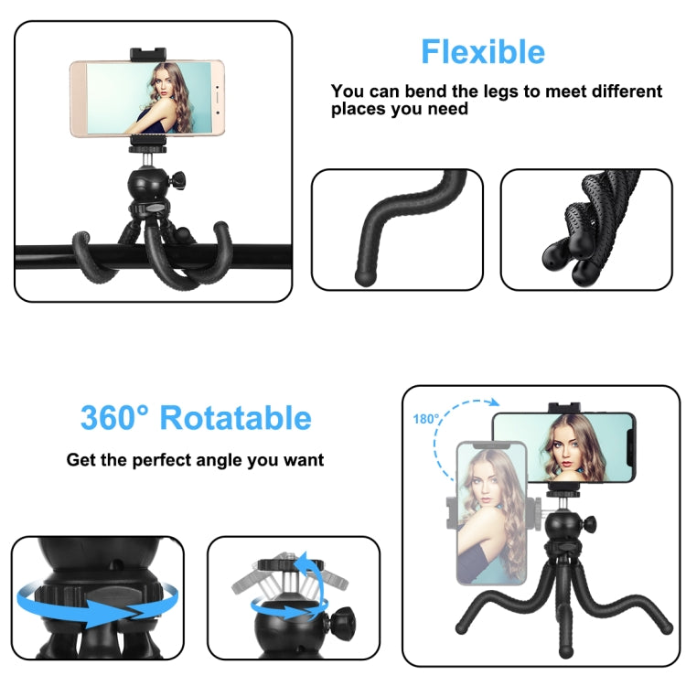 PULUZ Mini Octopus Flexible Tripod Holder with Ball Head & Phone Clamp + Tripod Mount Adapter & Long Screw for SLR Cameras, GoPro, Cellphone, Size: 25cmx4.5cm - HoMEdemic™ 