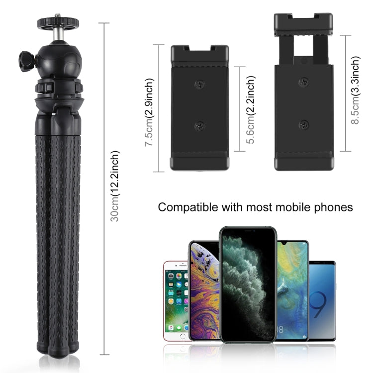 PULUZ Mini Octopus Flexible Tripod Holder with Ball Head & Phone Clamp + Tripod Mount Adapter & Long Screw for SLR Cameras, GoPro, Cellphone, Size: 30cmx5cm - HoMEdemic™ 