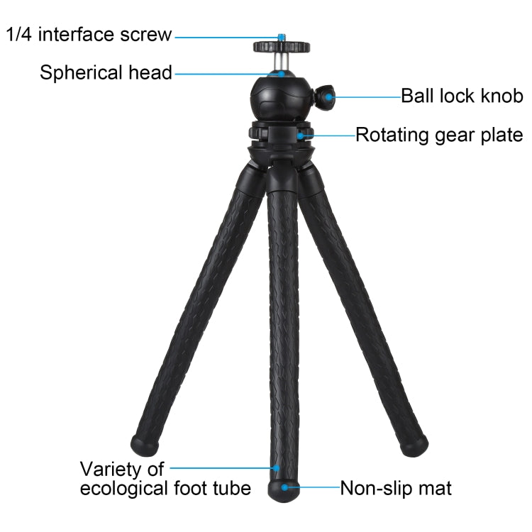 PULUZ Mini Octopus Flexible Tripod Holder with Ball Head & Phone Clamp + Tripod Mount Adapter & Long Screw for SLR Cameras, GoPro, Cellphone, Size: 30cmx5cm - HoMEdemic™ 