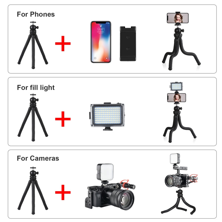 PULUZ Mini Octopus Flexible Tripod Holder with Ball Head & Phone Clamp + Tripod Mount Adapter & Long Screw for SLR Cameras, GoPro, Cellphone, Size: 30cmx5cm - HoMEdemic™ 