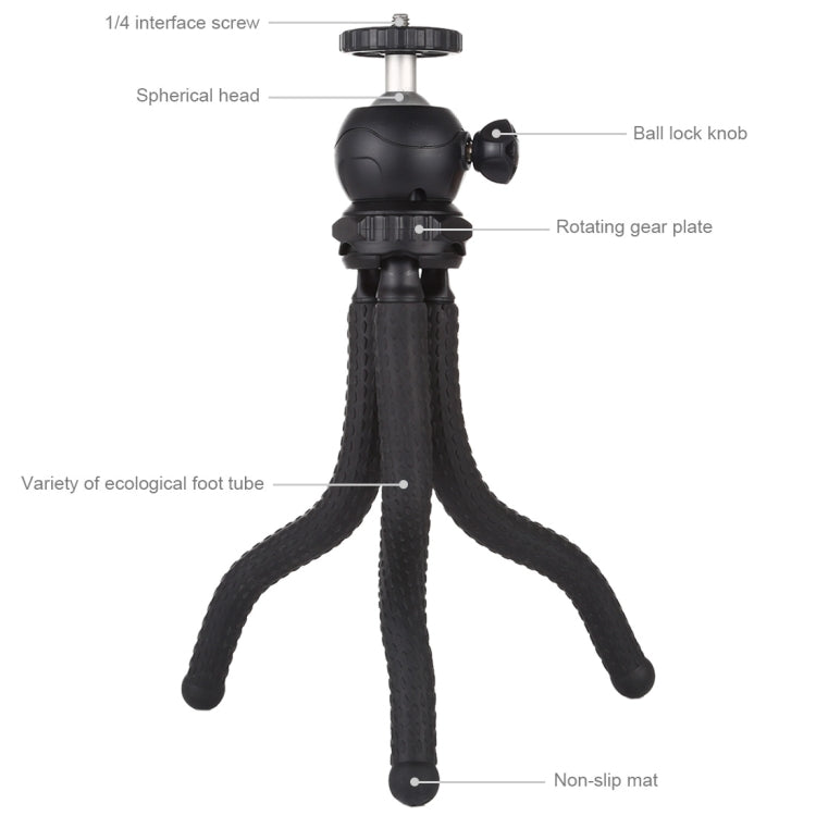 PULUZ Mini Octopus Flexible Tripod Holder with Ball Head for SLR Cameras, GoPro, Cellphone, Size: 25cmx4.5cm - HoMEdemic™ 