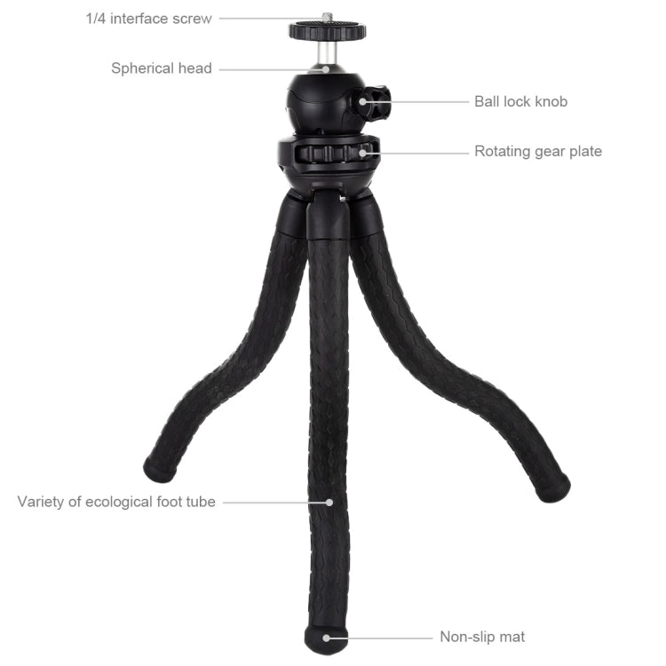 PULUZ Mini Octopus Flexible Tripod Holder with Ball Head for SLR Cameras, GoPro, Cellphone, Size:30cmx5cm - HoMEdemic™ 