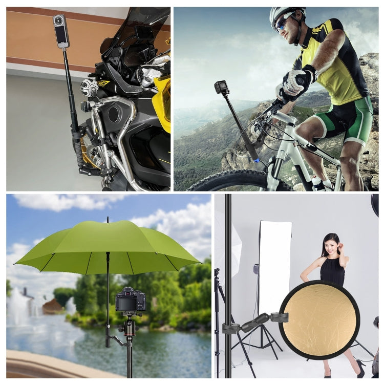 PULUZ Motorcycle Dualheads Crab Clamp Action Camera Handlebar Fixed Mount(Black) - HoMEdemic™ 