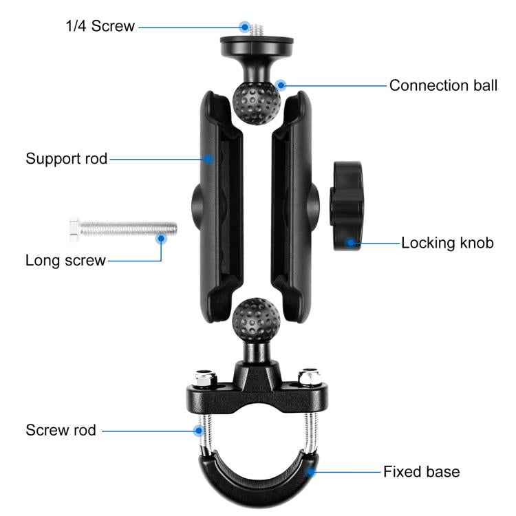 PULUZ Motorcycle Handlebar Fixed Mount U-Bolt Base Holder for GoPro and Other Action Cameras(Black) - HoMEdemic™ 