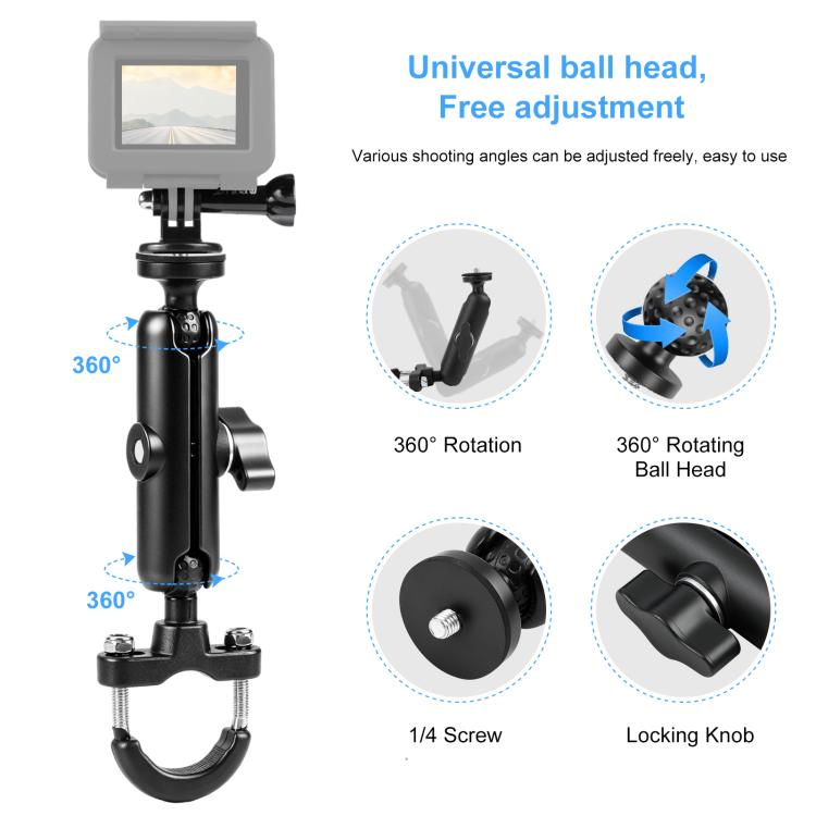 PULUZ Motorcycle Handlebar Fixed Mount U-Bolt Base Holder for GoPro and Other Action Cameras(Black) - HoMEdemic™ 