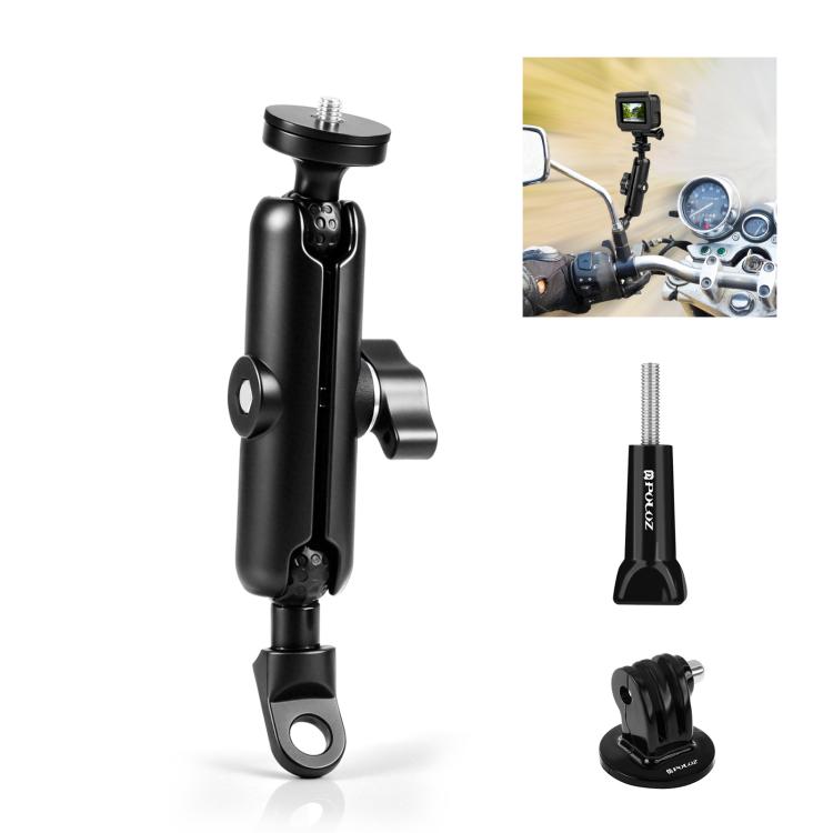 PULUZ Motorcycle Holder Mirror Base Hole Fixed Mount for GoPro and Other Action Cameras(Black) - HoMEdemic™ 