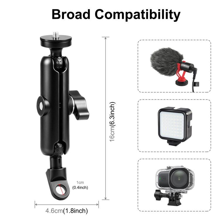 PULUZ Motorcycle Holder Mirror Base Hole Fixed Mount for GoPro and Other Action Cameras(Black) - HoMEdemic™ 