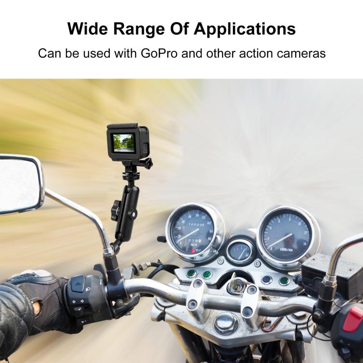 PULUZ Motorcycle Holder Mirror Base Hole Fixed Mount for GoPro and Other Action Cameras(Black) - HoMEdemic™ 
