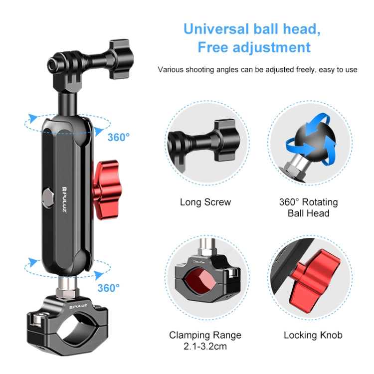 PULUZ Motorcycle Rearview Large Clamp CNC Metal Magic Arm Rod Mount - HoMEdemic™ 