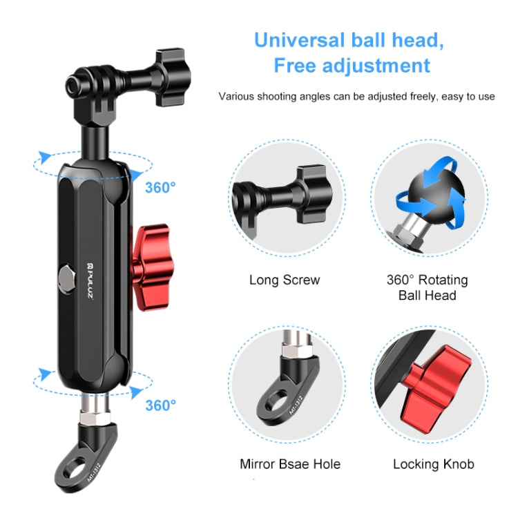 PULUZ Motorcycle Rearview Oblique CNC Metal Magic Arm Rod Mount - HoMEdemic™ 