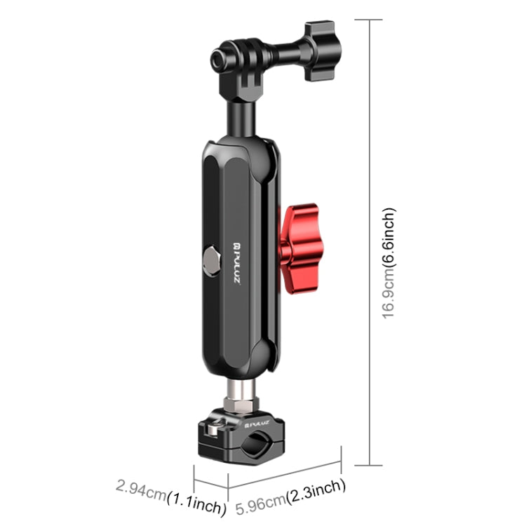 PULUZ Motorcycle Rearview Small Clamp CNC Metal Magic Arm Rod Mount (Black) - HoMEdemic™ 
