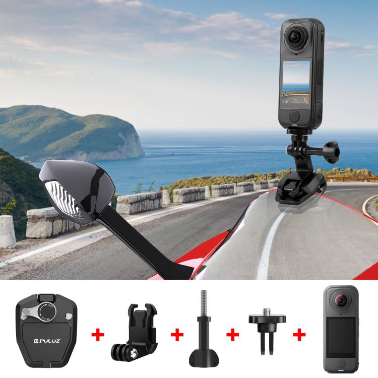 PULUZ Motorcycle Windshield Action Camera Mount Clip for GoPro Hero12 Black / DJI Osmo Action 4 / Insta360 X4 / Ace Pro and Other Action Cameras (Black) - HoMEdemic™ 