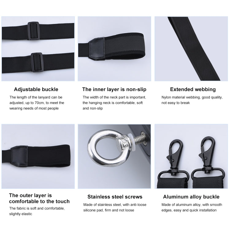 PULUZ Neck Lanyard Strap for DJI RC 2 / RC 1 / Air 3 / Mini 4 Pro / Mini 3 Pro / Air 2S / Air 2 / Mavic 2 Screen Remote Control (Black) - HoMEdemic™ 