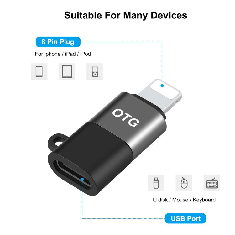 PULUZ USB-C / Type-C to 8 Pin OTG Adapter (Black) - HoMEdemic™ 