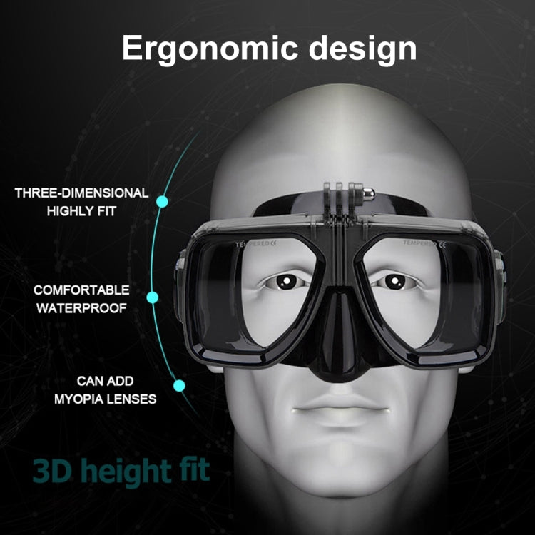 PULUZ Water Sports Diving Equipment Diving Mask Swimming Glasses for GoPro, Insta360, DJI and Other Action Cameras(Black) - HoMEdemic™ 