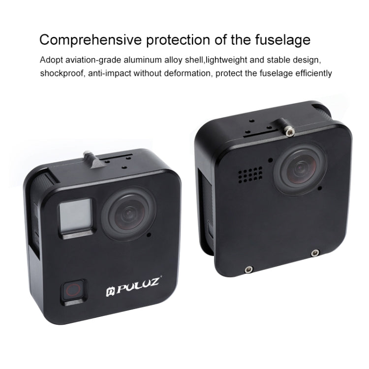 PULUZ for GoPro Fusion Housing Shell CNC Aluminum Alloy Protective Cage with Basic Mount & Lens Caps(Black) - HoMEdemic™ 