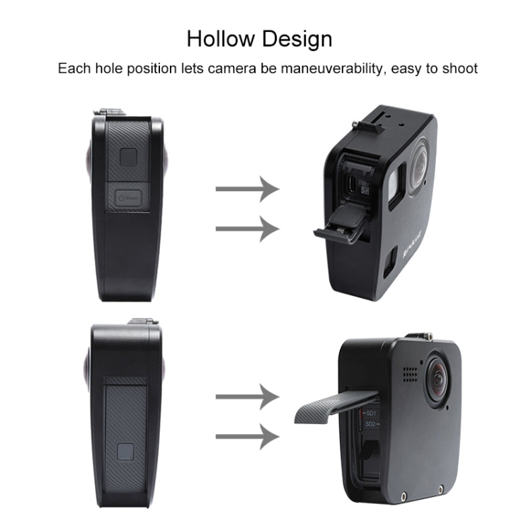 PULUZ for GoPro Fusion Housing Shell CNC Aluminum Alloy Protective Cage with Basic Mount & Lens Caps(Black) - HoMEdemic™ 