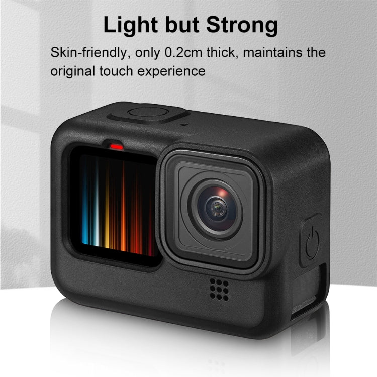 PULUZ for GoPro HERO12 Black /11 Black /10 Black /9 Black Silicone Protective Case Cover with Wrist Strap & Lens Cover(Black) - HoMEdemic™ 