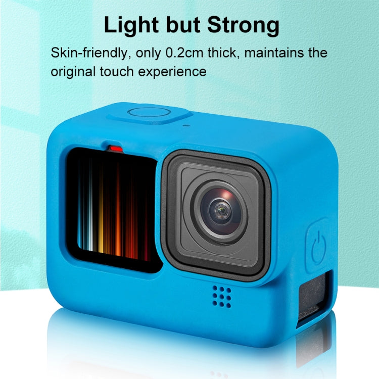 PULUZ for GoPro HERO12 Black /11 Black /10 Black /9 Black Silicone Protective Case Cover with Wrist Strap & Lens Cover(Blue) - HoMEdemic™ 