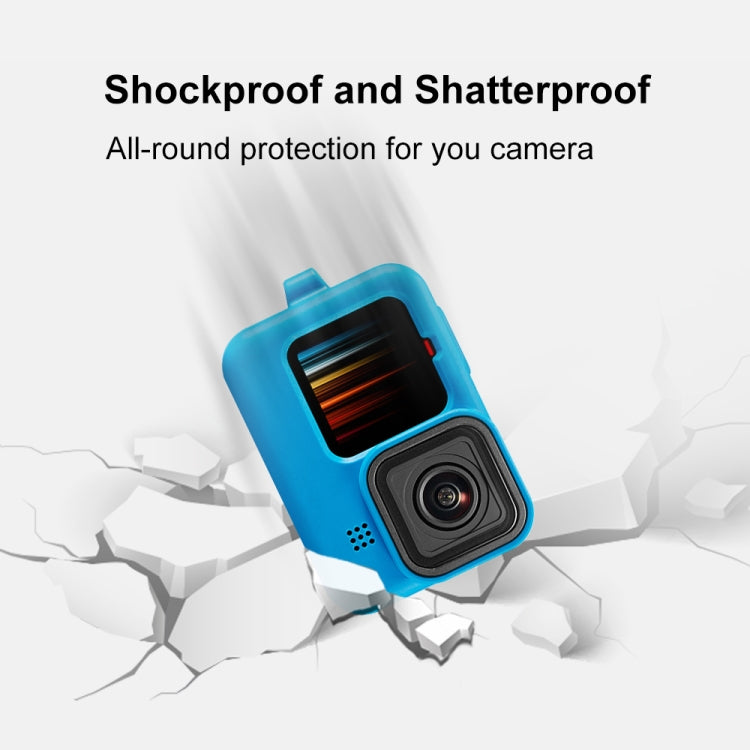 PULUZ for GoPro HERO12 Black /11 Black /10 Black /9 Black Silicone Protective Case Cover with Wrist Strap & Lens Cover(Blue) - HoMEdemic™ 