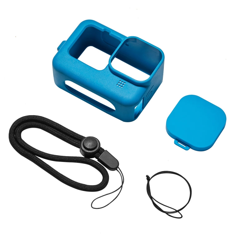 PULUZ for GoPro HERO12 Black /11 Black /10 Black /9 Black Silicone Protective Case Cover with Wrist Strap & Lens Cover(Blue) - HoMEdemic™ 