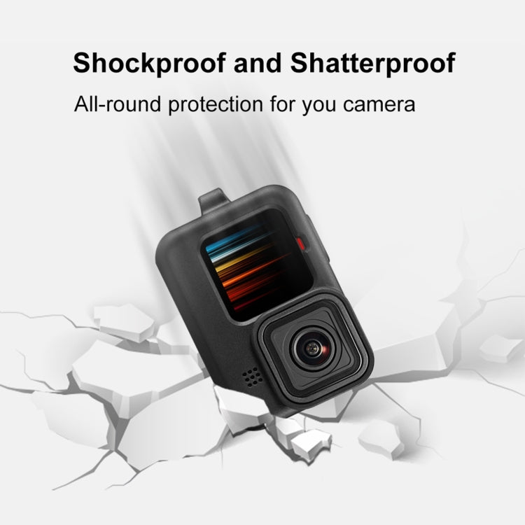PULUZ for GoPro HERO12 Black /11 Black /10 Black /9 Black Silicone Protective Case + POM Side Interface Cover with Wrist Strap & Lens Cover(Black) - HoMEdemic™ 
