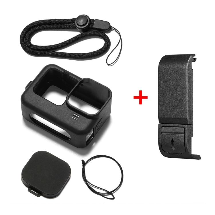PULUZ for GoPro HERO12 Black /11 Black /10 Black /9 Black Silicone Protective Case + POM Side Interface Cover with Wrist Strap & Lens Cover(Black) - HoMEdemic™ 