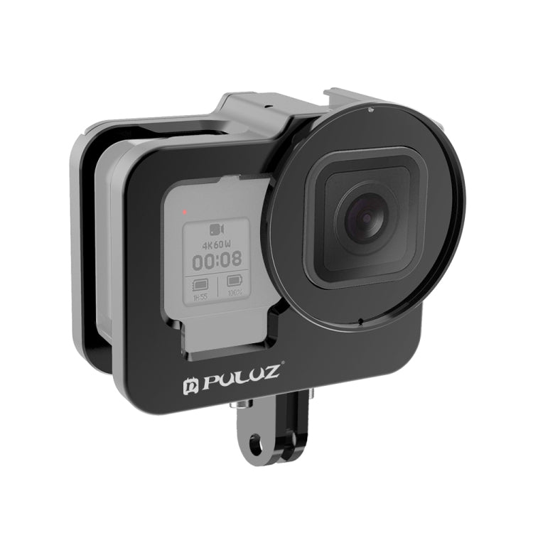 PULUZ for GoPro HERO13 Black /12 Black /11 Black /10 Black /9 Black Thicken Housing Shell CNC Aluminum Alloy Protective Cage with Insurance Frame & 52mm UV Lens(Black) - HoMEdemic™ 