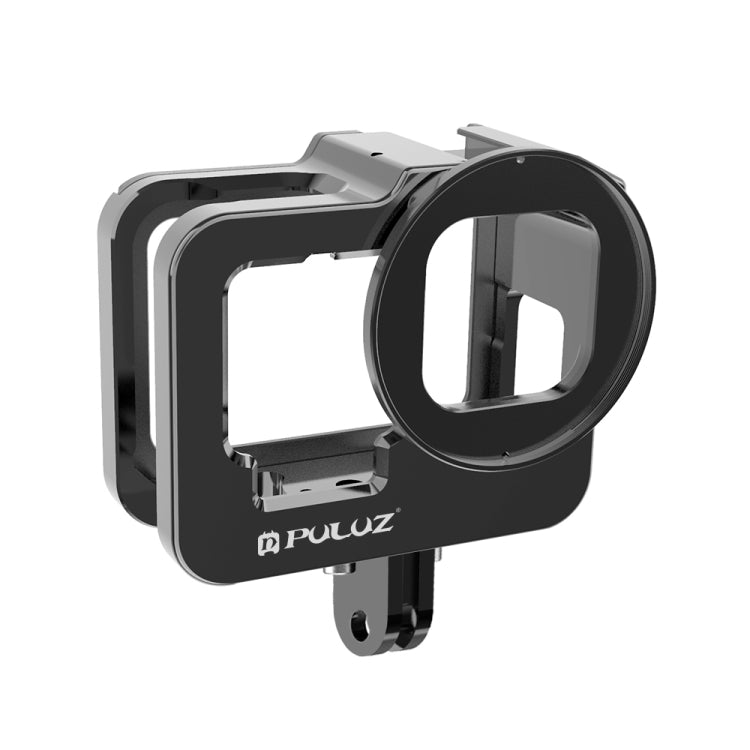 PULUZ for GoPro HERO13 Black /12 Black /11 Black /10 Black /9 Black Thicken Housing Shell CNC Aluminum Alloy Protective Cage with Insurance Frame & 52mm UV Lens(Black) - HoMEdemic™ 