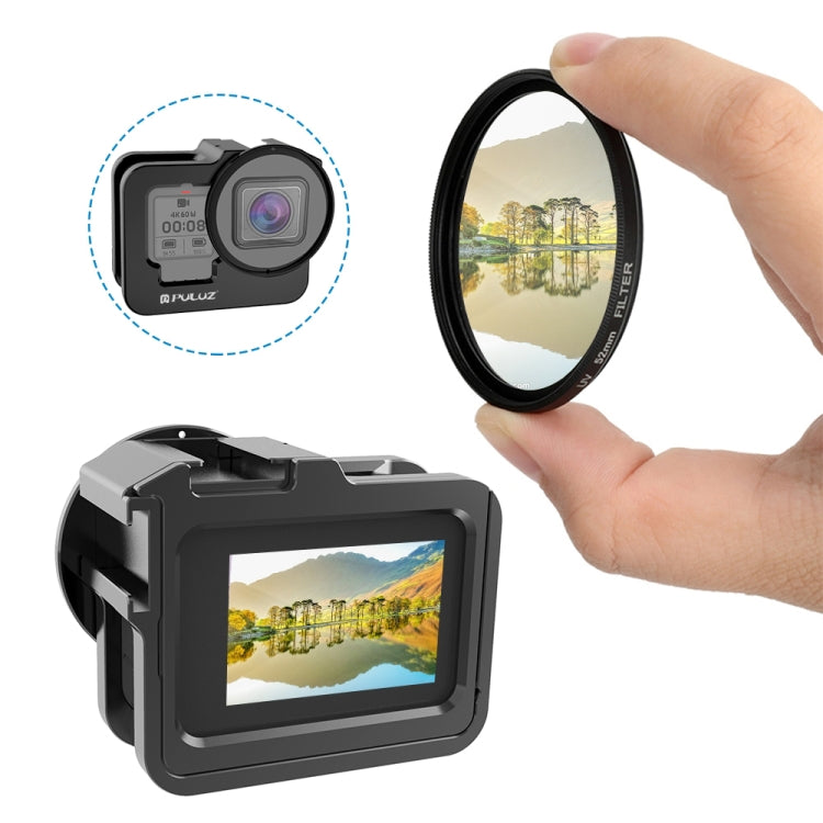PULUZ for GoPro HERO13 Black /12 Black /11 Black /10 Black /9 Black Thicken Housing Shell CNC Aluminum Alloy Protective Cage with Insurance Frame & 52mm UV Lens(Black) - HoMEdemic™ 