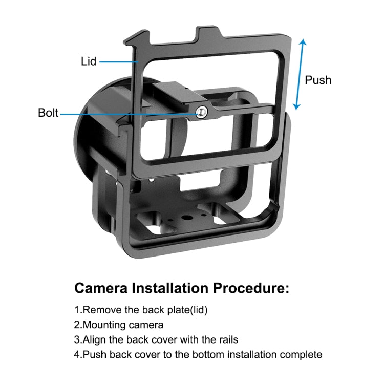 PULUZ for GoPro HERO13 Black /12 Black /11 Black /10 Black /9 Black Thicken Housing Shell CNC Aluminum Alloy Protective Cage with Insurance Frame & 52mm UV Lens(Black) - HoMEdemic™ 
