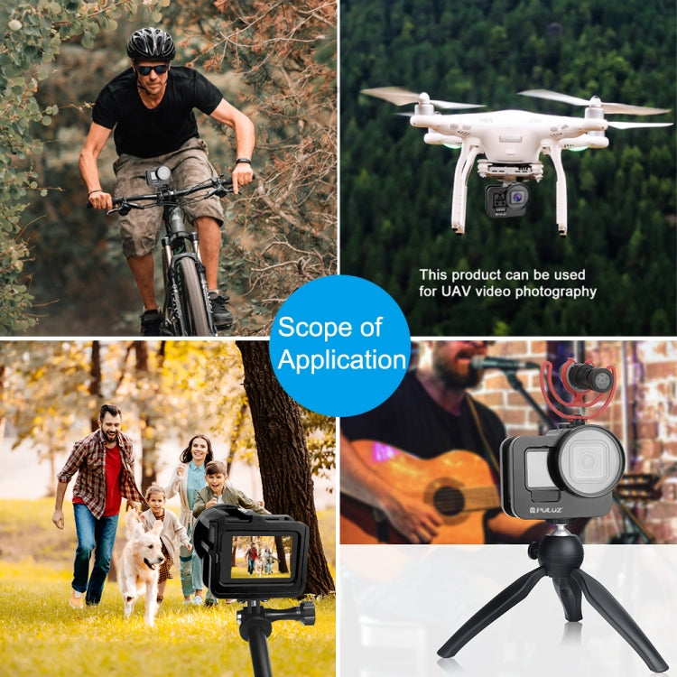 PULUZ for GoPro HERO13 Black /12 Black /11 Black /10 Black /9 Black Thicken Housing Shell CNC Aluminum Alloy Protective Cage with Insurance Frame & 52mm UV Lens(Black) - HoMEdemic™ 