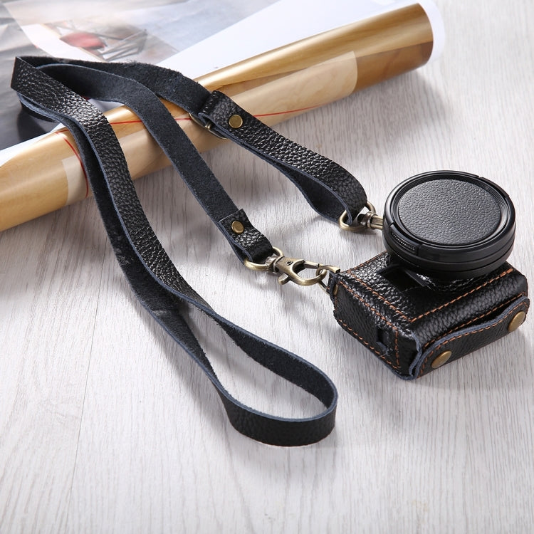 PULUZ for GoPro HERO7 Black /6 /5 Litchi Texture Genuine Leather Housing Case with Set Key Hole & Neck Strap & 52mm UV Lens(Black) - HoMEdemic™ 
