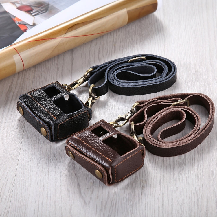 PULUZ for GoPro HERO7 Black /6 /5 Litchi Texture Genuine Leather Housing Case with Set Key Hole & Neck Strap & 52mm UV Lens(Black) - HoMEdemic™ 