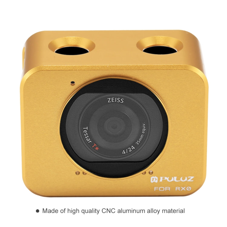 PULUZ for Sony RX0 Aluminum Alloy Protective Cage + 37mm UV Filter Lens + Lens Sunshade with Screws and Screwdrivers(Gold) - HoMEdemic™ 
