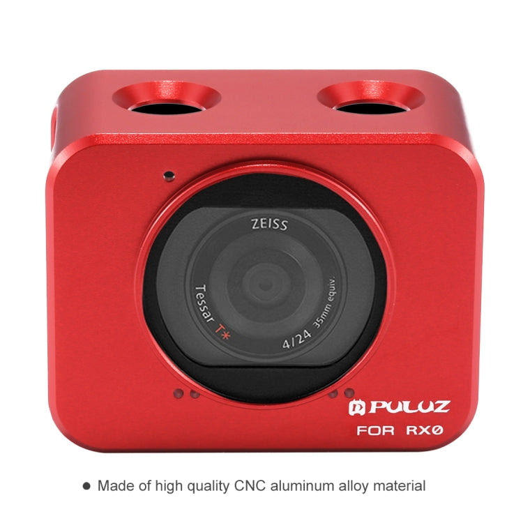 PULUZ for Sony RX0 Aluminum Alloy Protective Cage + 37mm UV Filter Lens + Lens Sunshade with Screws and Screwdrivers(Red) - HoMEdemic™ 