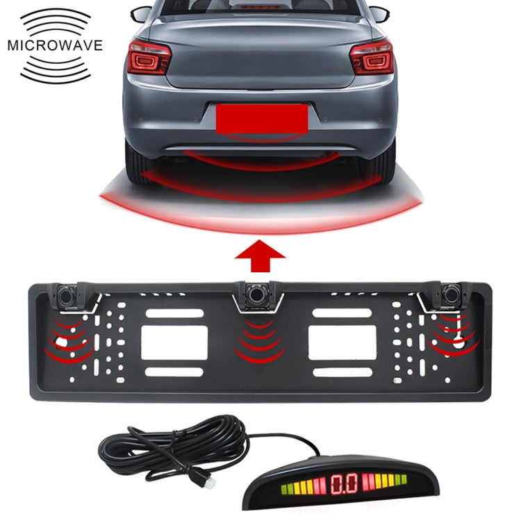 PZ300L Europe Car License Plate Frame Parking Sensors Reversing Radar with 3 Radar Detector, PZ300L - HoMEdemic™ 