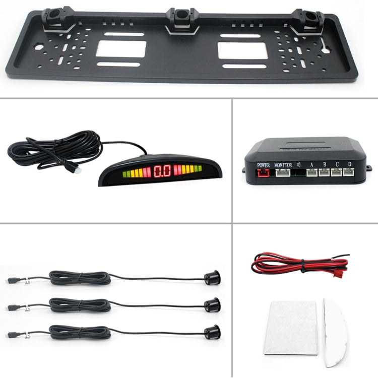 PZ300L Europe Car License Plate Frame Parking Sensors Reversing Radar with 3 Radar Detector, PZ300L - HoMEdemic™ 