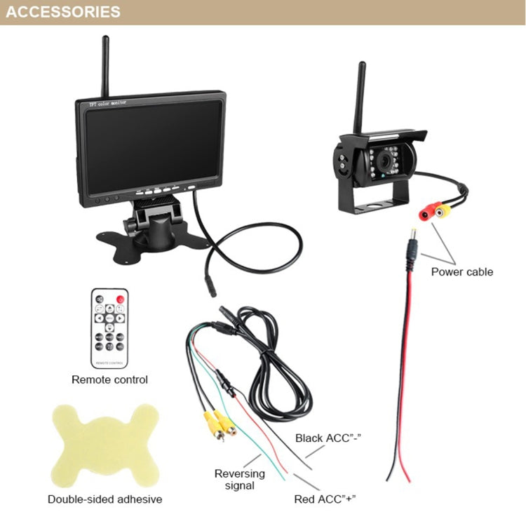 PZ607-W Wireless Vehicle Truck Backup Camera and Monitor Infrared Night Vision Rear View Camera with 7 inch HD Monitor for RV Trailer, PZ607-W - HoMEdemic™ 