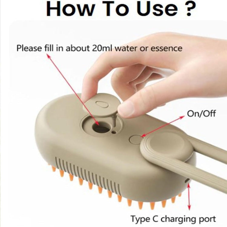 Pet Electric Spray Comb Rechargeable Cat Steamy Grooming Brush Cleaning Tool(White) - HoMEdemic™ 