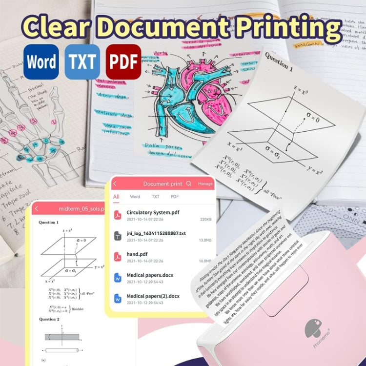 Phomemo M04S Thermal Printer Support 4 Inch Printing Width 300dpi Bluetooth Inkless Printer(Pink) - HoMEdemic™ 